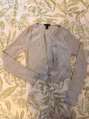 Forever 21 Light Gray Ribbed Double Zip Top